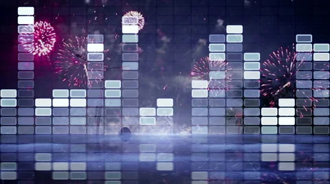 Equalizer and firework loopable animation 4k (4096x2304) Stock Footage 50227427