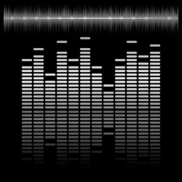 Equalizer bar with reflection and sound chart Stock Illustration