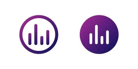 Equalizer Bars Icon Set. A purple gradient icon with vertical bars represen.. Stock Illustration