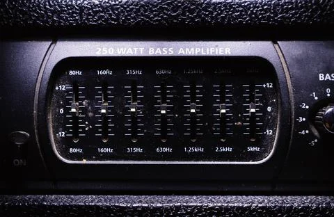Equalizer of a Bass Amplifier Stock Photos
