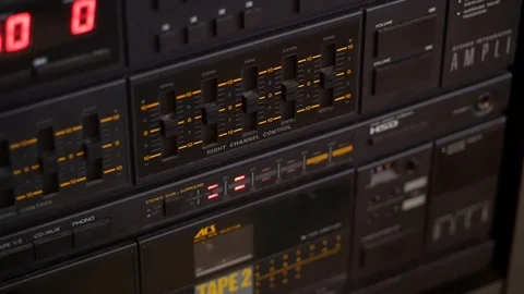 Equalizer bouncing on vintage audio system Stock Footage 88256670