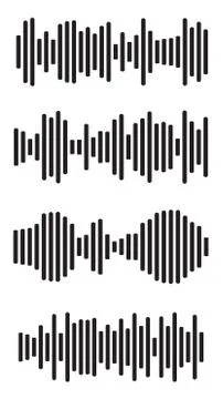 Equalizer charts icon set. Music signal frequency silhouette collection. Abst Illustrazione stock