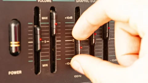 Equalizer control on old stereo equipment 2 Stock Footage 143108946