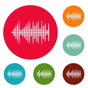Equalizer effect radio icons circle set vector 스톡 일러스트