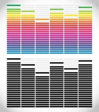 Equalizer (EQ) graphics. Black and white and gradient version. Illustrazione stock