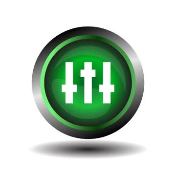 Equalizer green circle icon vector Stock Illustration