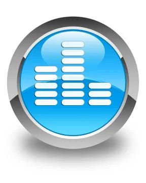 Equalizer icon glossy cyan blue round button 스톡 일러스트