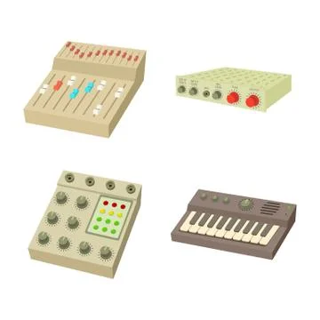 Equalizer icon set, cartoon style Stock Illustration