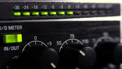 Equalizer with knobs and blinking lights with space for brand or logo 스톡 동영상 162645011