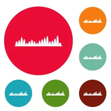 Equalizer level icons circle set Stock Illustration