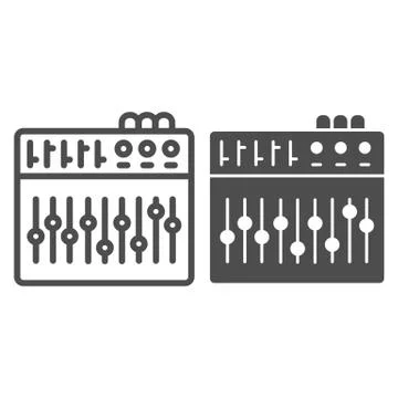 Equalizer line and solid icon, Sound design concept, equalizer control sign on Illustrazione stock