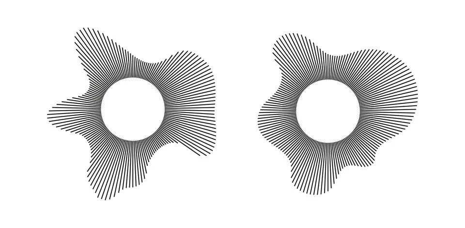 Equalizer logo, radial spectrum. Voice symbols. Depicting audio music icons 스톡 일러스트