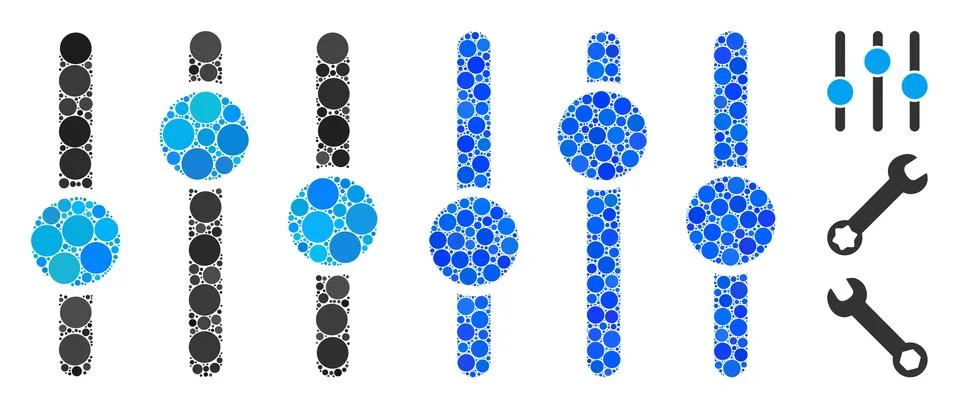 Equalizer Mosaic Icon of Spheric Items Illustrazione stock