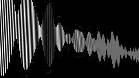 Equalizer moving in 3D space. Basic black and white colors. Audio shape visual Stock Footage 262899052