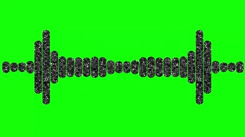 Equalizer for music, bars, thirty pieces, black mosaic, on a green backgroun Stock Footage 149298389