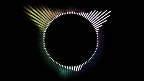 Equalizer for music, round, backlit bars, on a black background Stock Footage 149298386