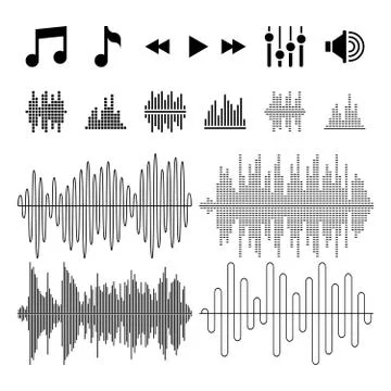 Equalizer, music, sound waves vector icons イラスト素材