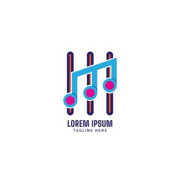 Equalizer with Musical Note vector illustration. Tone Control logo concept .. Stock Illustration