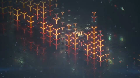 Equalizer or spectrum analyzer seamless loop 3D render animation Stock Footage 128301099