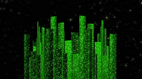 Equalizer. Pixel-shimmery outlines. Animation of a green semi-transparent Stock Footage 150541030