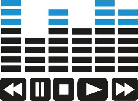 Equalizer with play and stop buttons Illustrazione stock