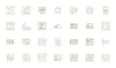 Equalizer Premium Vector Bundle with 28 128x128 Editable Thin Line Icons Stock Illustration