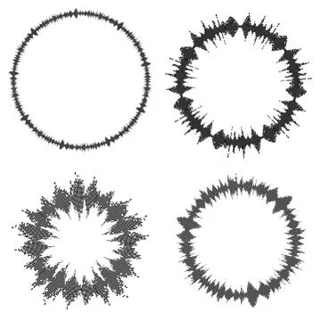 Equalizer ring. Round audio chart set. Music beat bar isolated on white. Coll Stock Illustration