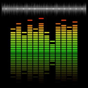 Equalizer scale with reflection and chart, eq Stock Illustration