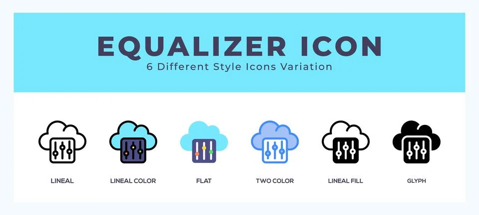 Equalizer set of icons. Vector illustration with different styles. 스톡 일러스트