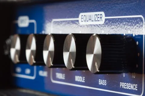 Equalizer settings on the amp Stock Photos