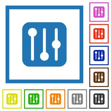 Equalizer solid flat framed icons Stockillustratie