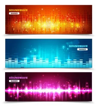 Equalizer sound waves display banners set Stock Illustration
