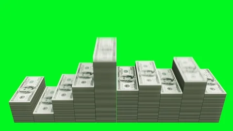Equalizer. Stacks of American dollars. Green Screen Video stock 99646762