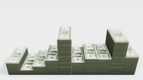 Equalizer. Stacks of American dollars. White BG Video stock 99646789
