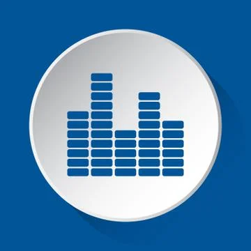 Equalizer symbol, simple blue icon on white button Stock Illustration