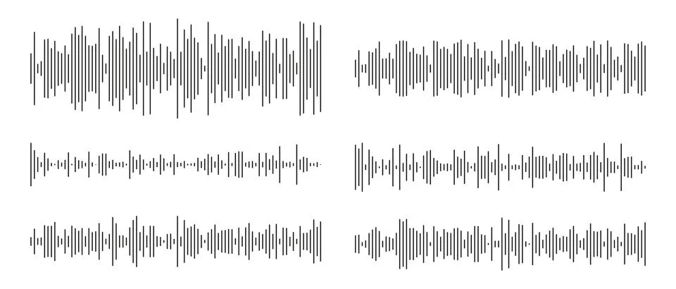 Equalizer symbol. Voice message template set. Audio chat speech sound wave Illustrazione stock