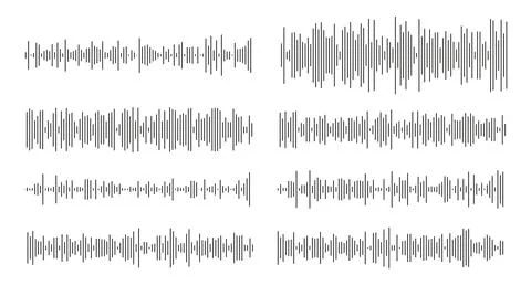 Equalizer symbols model. Voice message templates. Audio chat speech sound wave Illustrazione stock