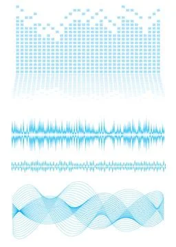 Equalizer type Music inspired background in blue with sound waves and equa... Stock Photos