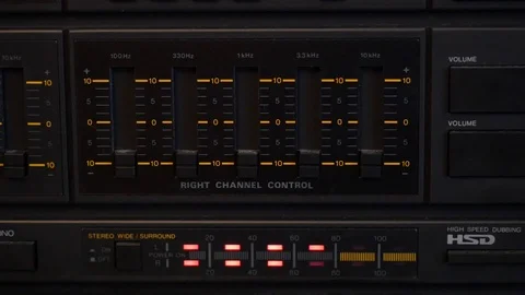 Equalizer on vintage stereo system Stock Footage 88256668