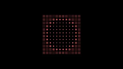 Equalizer wave animation featuring a glowing grid of pulsing squares moving Video stock 345693153