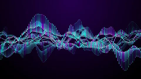 Equalizer waves with bright purple and blue colored stripes Stock Footage 282804514