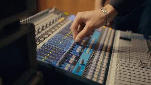 Equalizers, sound studio, audio console, mixer, sliders 스톡 동영상 71216960