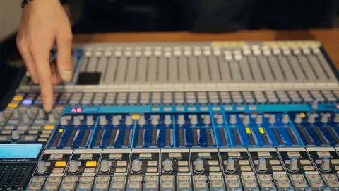Equalizers, sound studio, audio console, mixer, sliders 動画素材 71217234