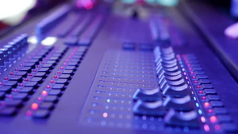 Equalizers with a state-of-the-art digital audio mixer. Video stock 164041115
