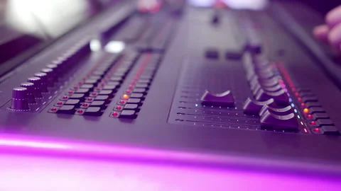 Equalizers with a state-of-the-art digital audio mixer. Stock Footage 164041344