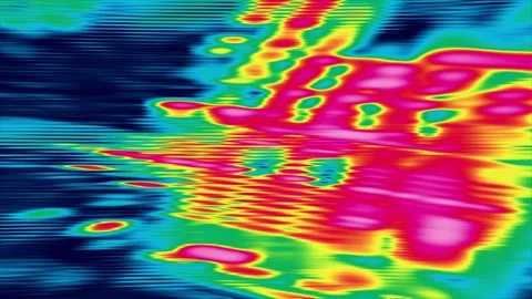 Equalizing Sound on Audio Mixer, Psychedelic Glitch Color Effects Stock Footage 307414224
