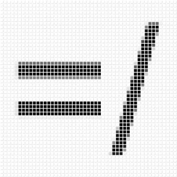 Equals, slash. Simple geometric pattern of black squares in Equals, slash. Illustration