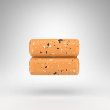Equals symbol on white background. 3D sign with orange terrazzo pattern textu 库存插图