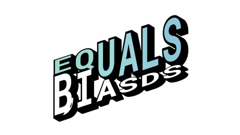 EQUALS vs BIASDS, 3D Text Animation in Isometric View with Opposite Word Motion Stock Footage 314263444