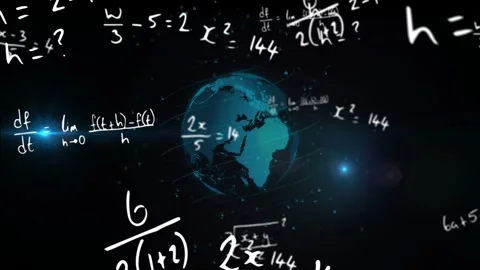 Equation appearing with light flare spawning math formulas layering over teal Stock Footage 329832603